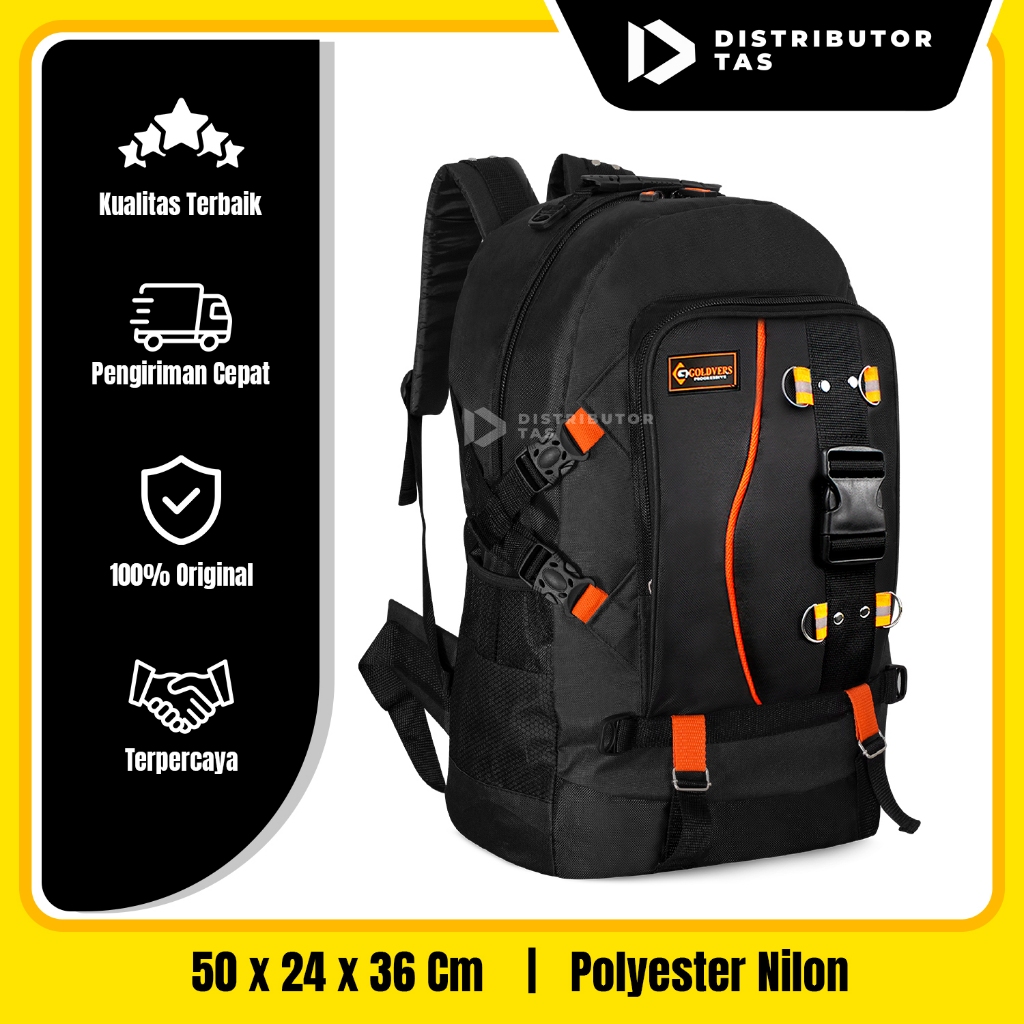 Goldvers Tas Ransel Pria Jumbo Backpack Pakaian Traveling Tas Mudik 60 Liter Original Import