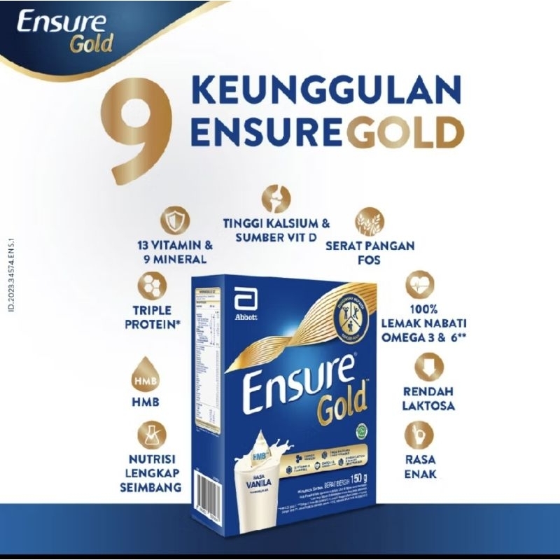 

Ensure Gold HMB Vanila 150 g - Nutrisi Dewasa Rendah Laktosa