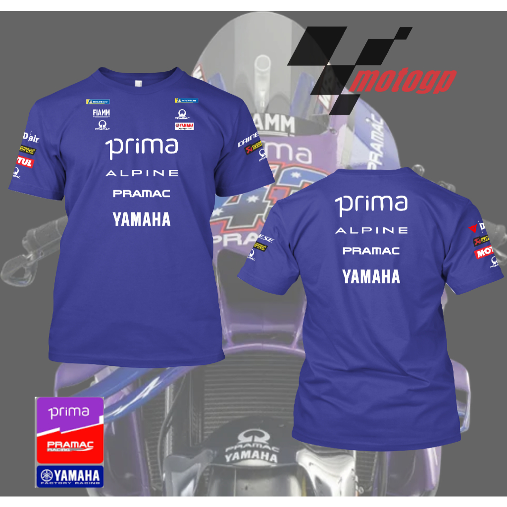 Kaos Sponsor MotoGP Livery 2025 Team Prima Pramac YAMAHA Official Sponsor || Kain/BAHAN :  Cotton co