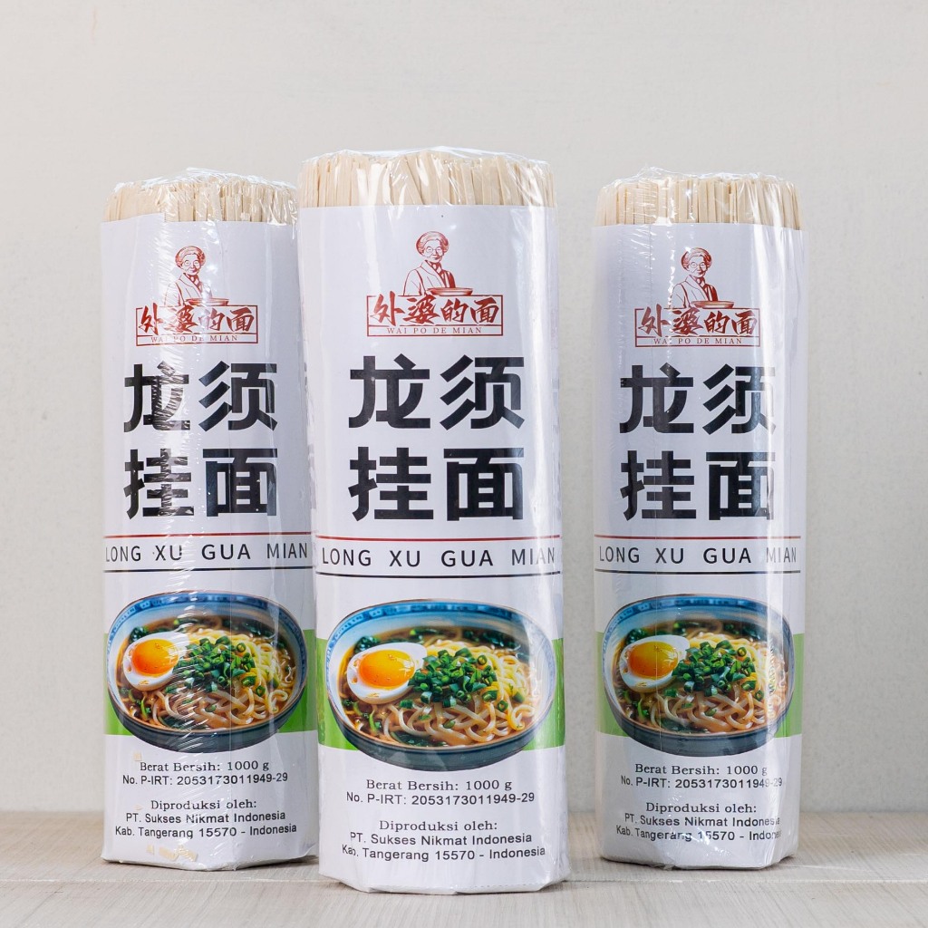 

Mie Kering Premium Long Xu Gua Mian / Long Xu Mian / Gua mia 1000g 1kg