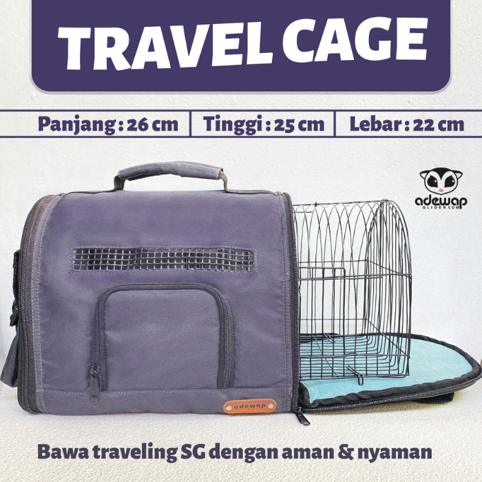 ADEWAP GLIDER Tas Travel + Kandang Pet Carrier Sugar Glider Ukuran Besar Model Curve