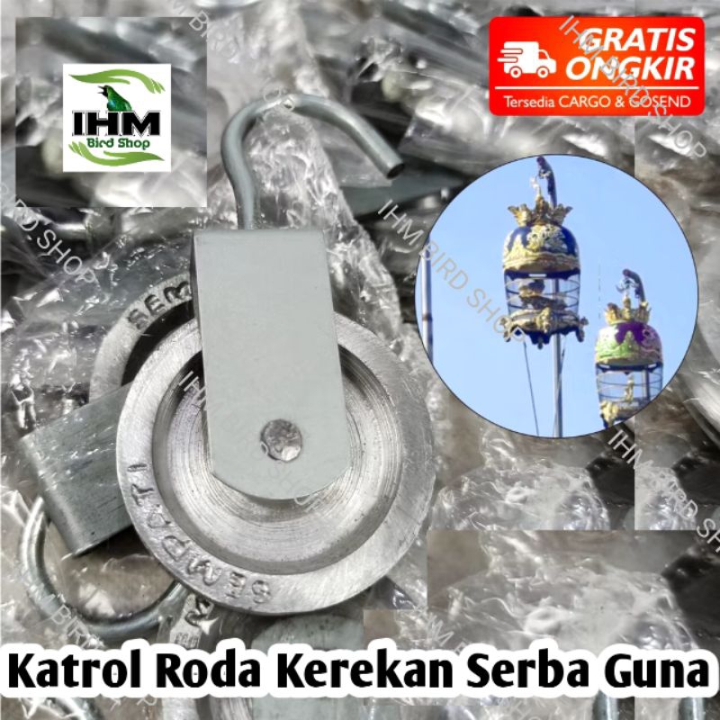 IHM - KATROL RODA KEREKAN SANGKAR PERKUTUT Katrol Roda Kecil Mini Kerekan Burung Bendera Besi Alumun