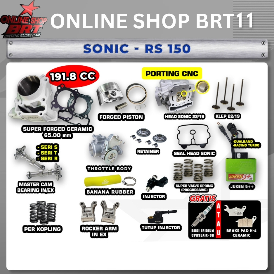 PAKET BORE UP TOURING 11 & 12 BRT SONIC NEW CBR 150 CB 150R SUPRA GTR 150