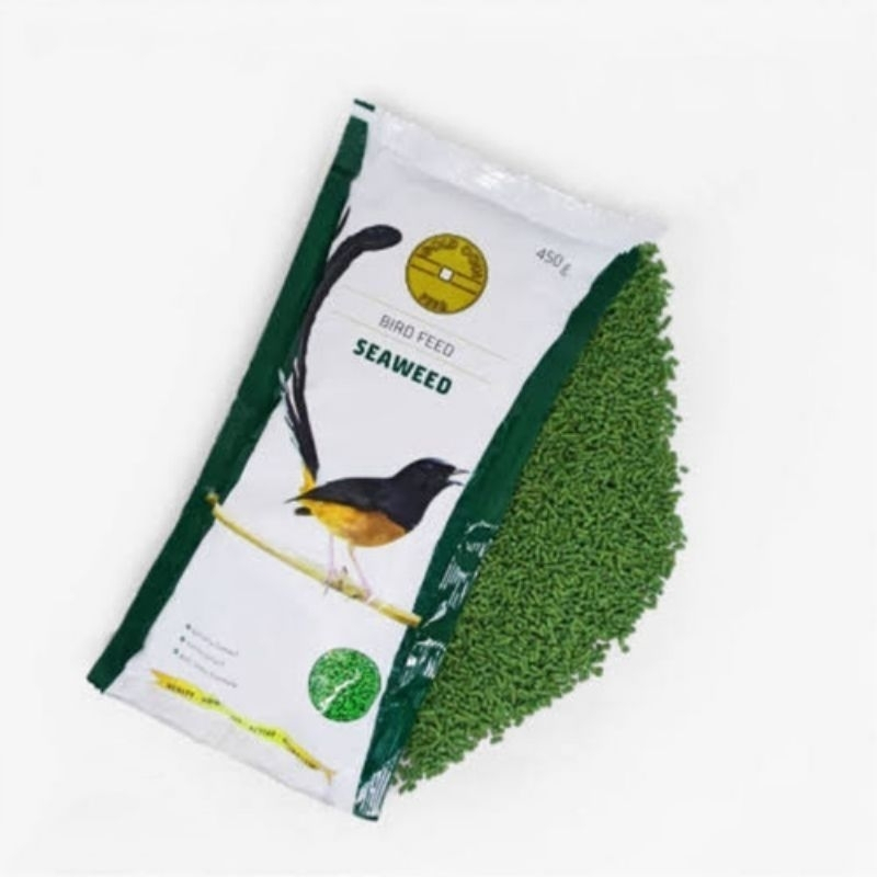 Pakan Burung Gold Coin Hijau Seaweed / Rumput Laut 450 gram.