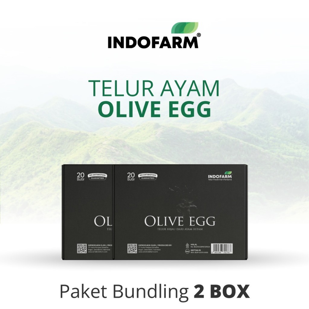 

[BUNDLING 2 BOX] Telur Hijau dari Ayam Hitam - Telur Besar 45 Gr