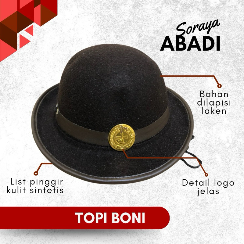 TOPI BONI KOBOI PRAMUKA BAHAN LAKEN
