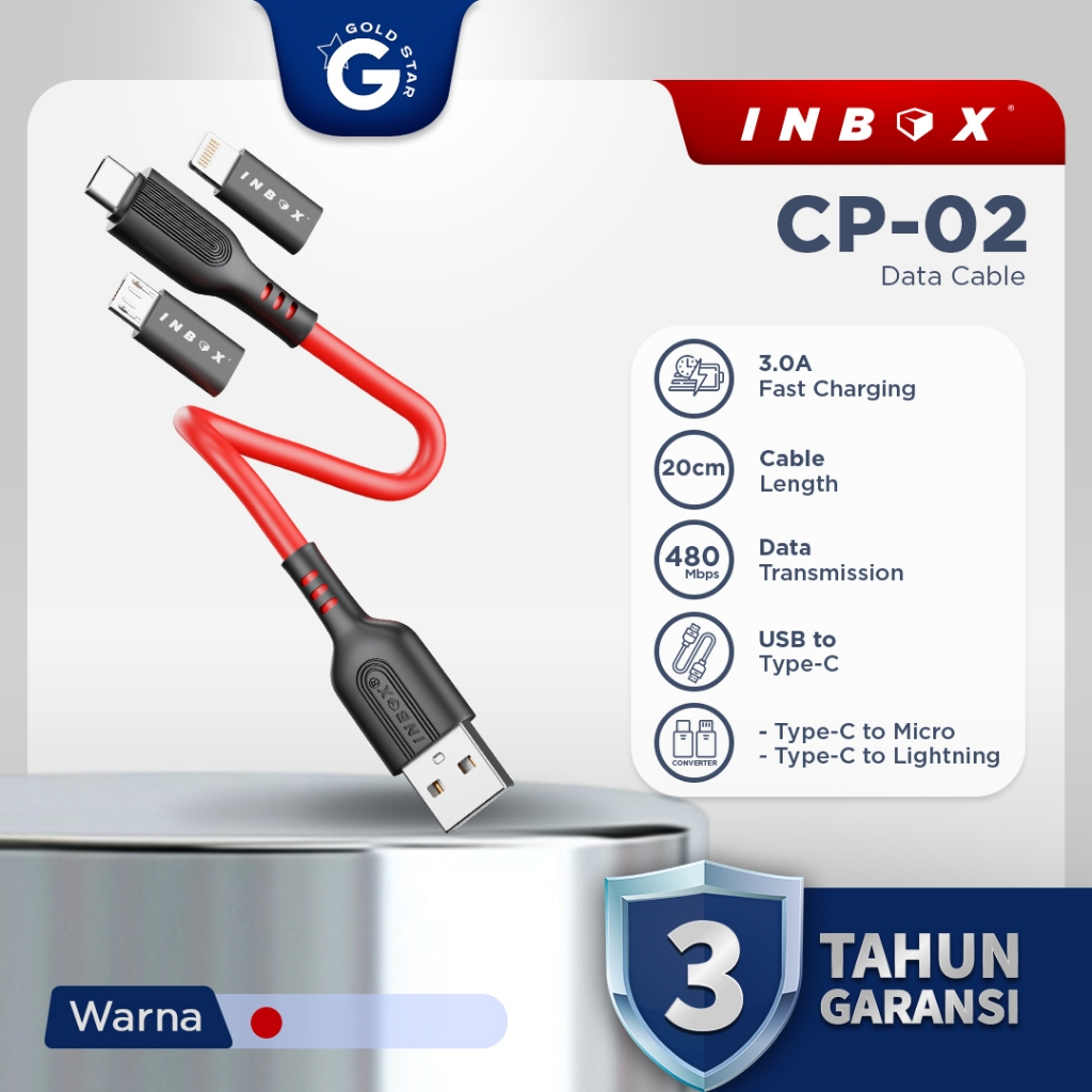 Inbox Powerbank Kit Kabel Data USB Type C dan Converter Set Fast Charging Micro dan Lightning