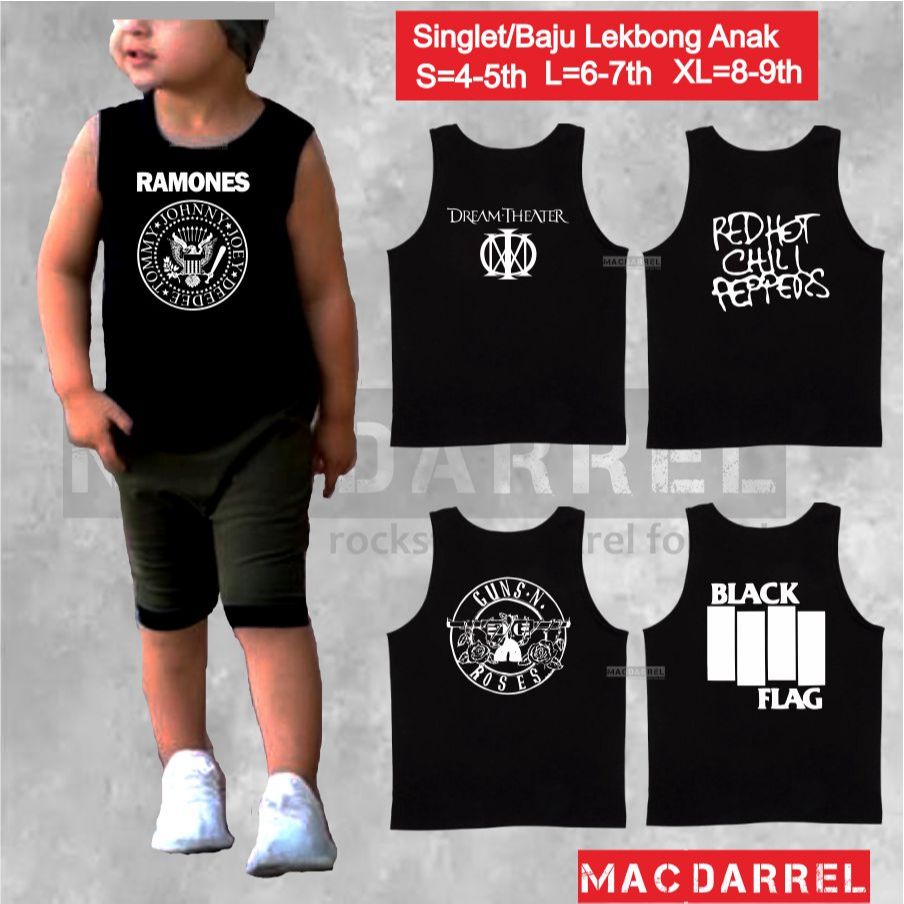 Baju Bayi Singlet Band Dreamtheater, Ramones, Blackflag, GNR