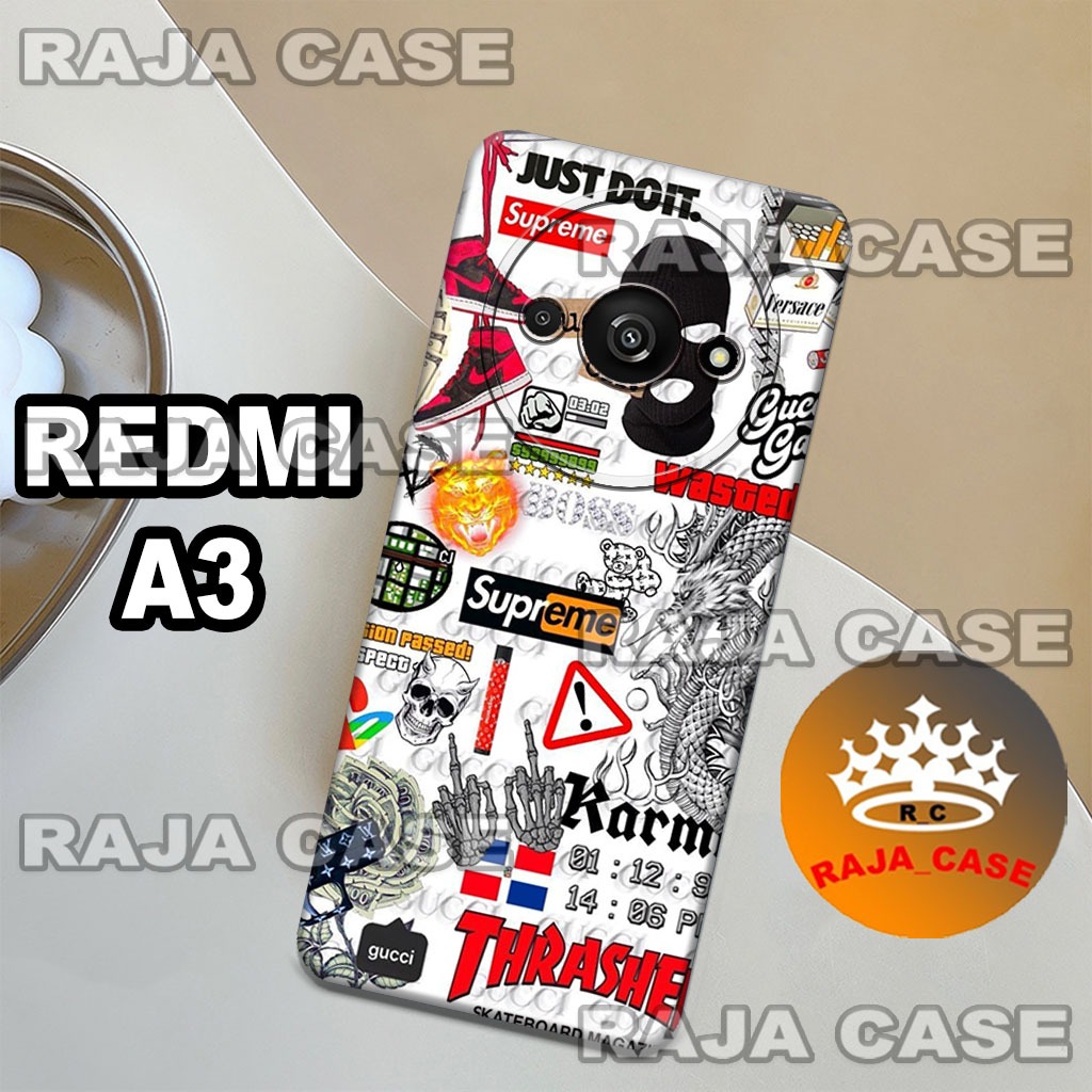 Rc12/Softase karet Hp REDMI A3 - Motif Grafity - Case Hp REDMI A3 - Casing   REDMI A3 - Silikon  RED