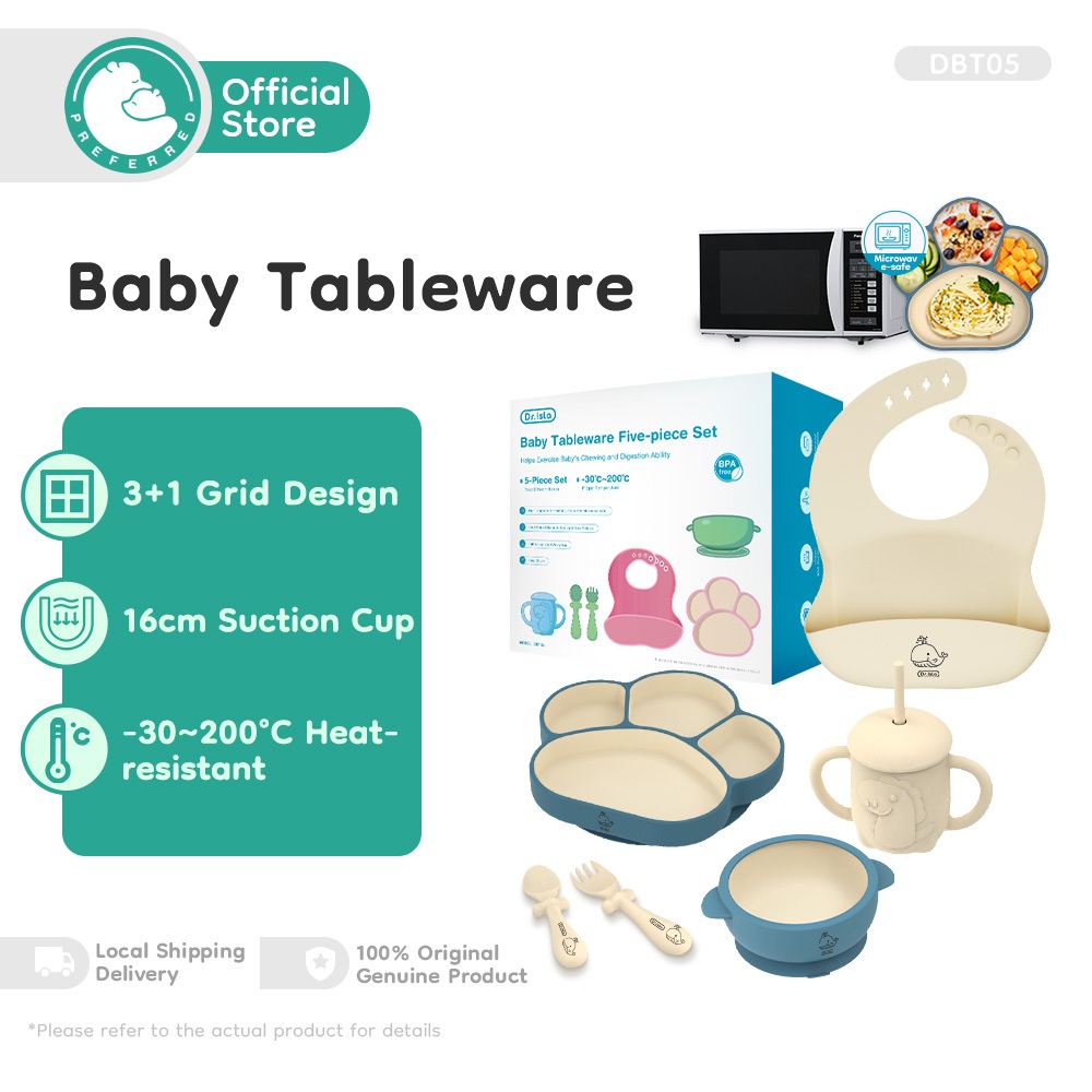PREFERRED 7Pcs Makan Bayi Set/ Set Peralatan Makan Bayi Silicone Alat Tempat Makan Bayi Set/ Hampers