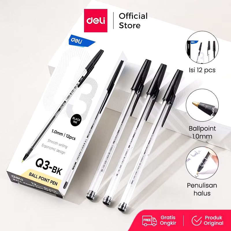 

Deli pulpen 1.0mm bolpoint pena pen tinta