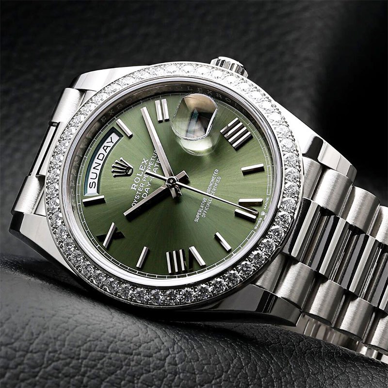 【100% ASLI】Original Jam tangan Rolex Pria Rolex Day-Date Series M228396TBR-0020 40mm 31 gems Automat