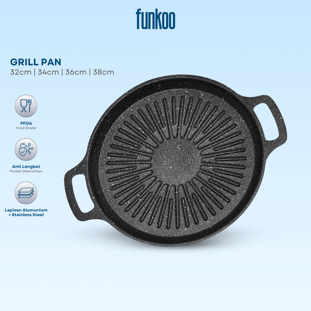 [READYYY] Funkoo Wajan Grill Pan Anti Lengket Grill Pan BBQ Grill Pan Serbaguna Anti Lengket Grill