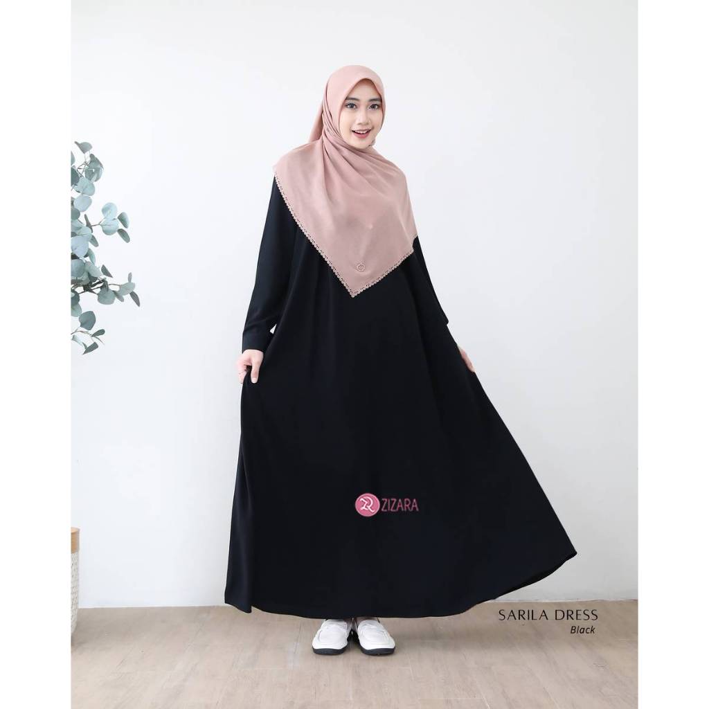 Zizara Sarila Dress Gamis Polos Abaya Cantik Anggun Baju Lebaran