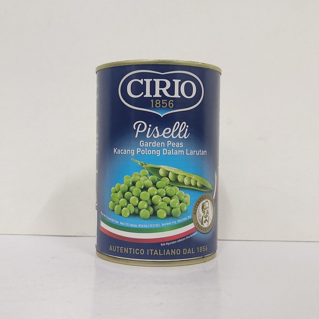 

CIRIO Piselli / Garden Peas 410gr kacang polong dalam larutan