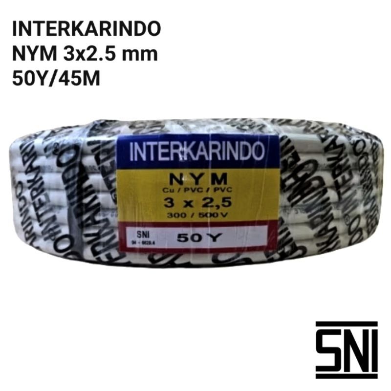KABEL LISTRIK INTERKARINDO  NYM 3X2.5 50 YARD SNI TEMBAGA MURNI