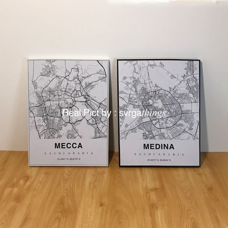 Dekorasi Hiasan Dinding Poster Islami Minimalis Mekah Madinah A3 (30x40)