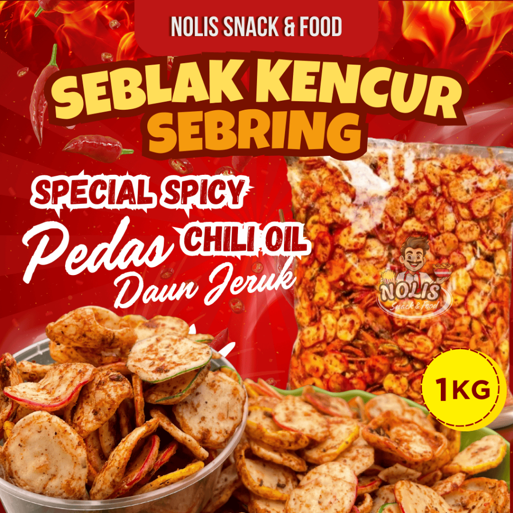 

1KG Kerupuk Seblak Kering Cikruh Gurih Pedas Special Chili Oil / Sebring /Seblak Kencur / Seblak Cikur