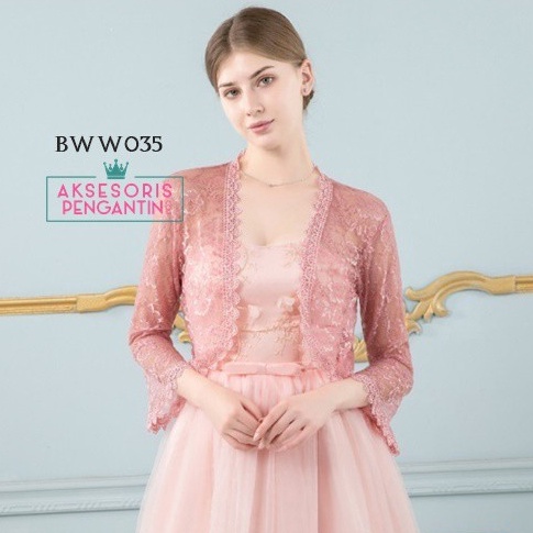 KODE D27R TOKO TERPECAYA AKSESORIS PENGANTIN BOLERO PESTA CARDIGAN BROKAT SALEM BWW35