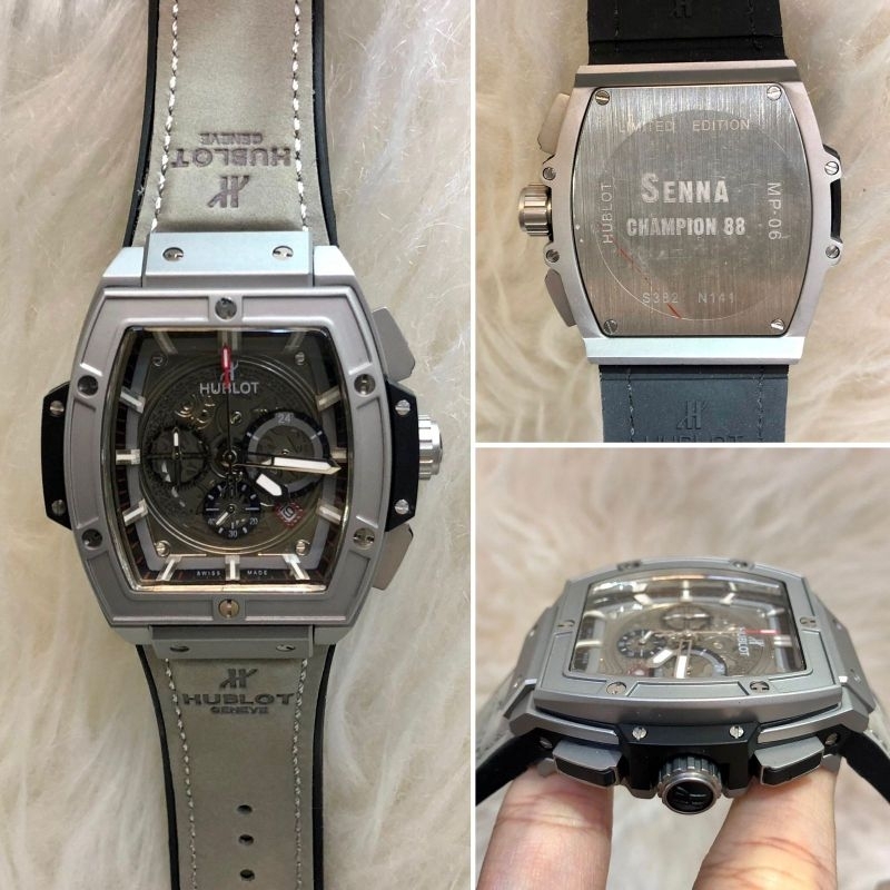 JAM TANGAN PRIA HUBLOT SENNA RUBBER GREY JAPAN QUARTZ SUPER QUALITY DIAMETER 42MM