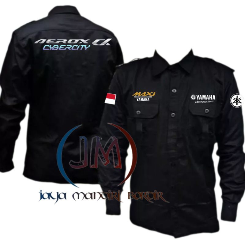 KEMEJA YAMAHA AEROX BORDIR || SERAGAM AEROX CX CYBER CITY BORDIR || KEMEJA AEROX CYBER CITY BORDIR