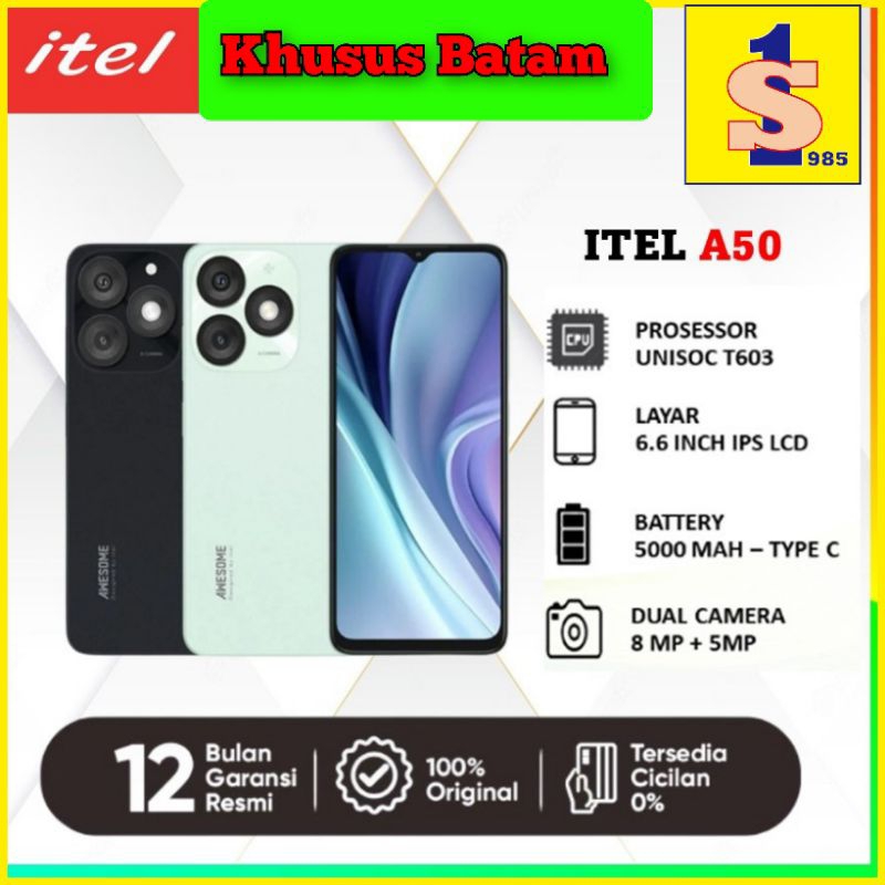 ITEL A50 RAM 3GB/64GB NEW GARANSI RESMI HP ANDROID (AREA BATAM)