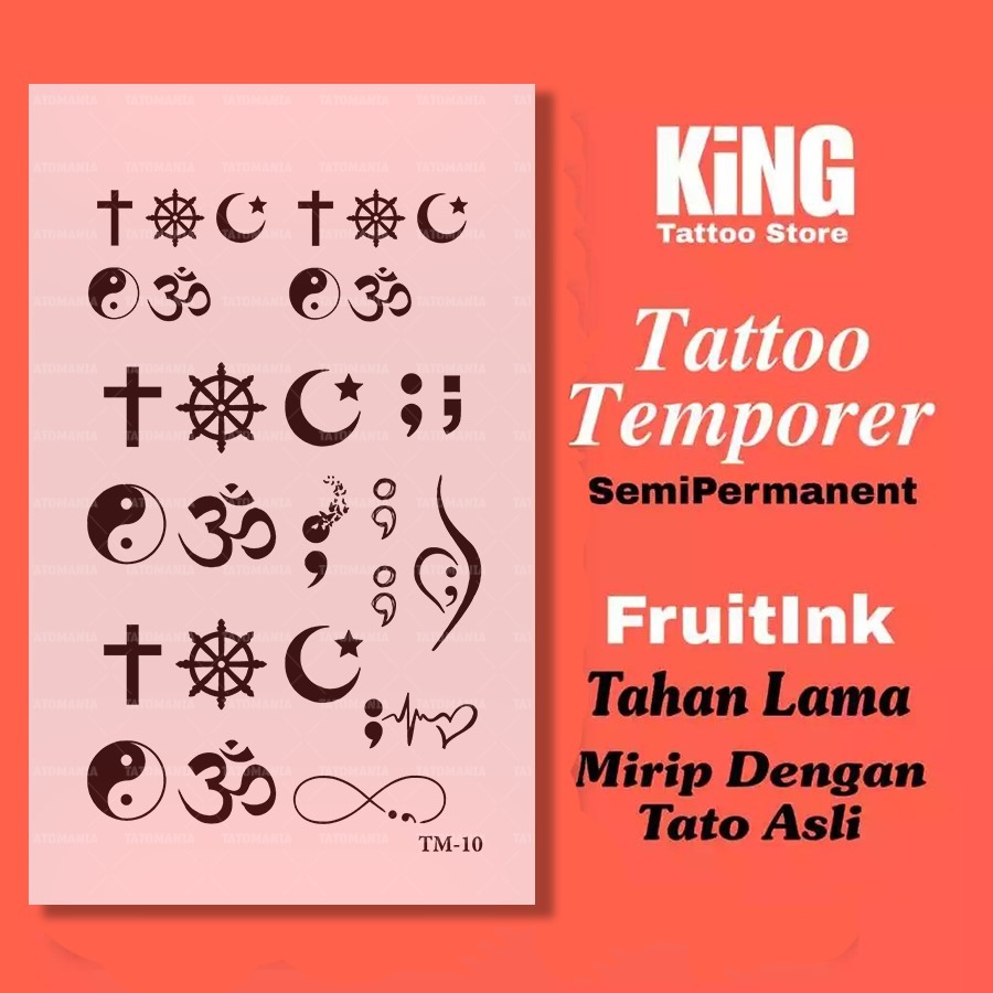 Stiker tato temporer semi permanen TM-10 motif semicolon - kingtattoostore
