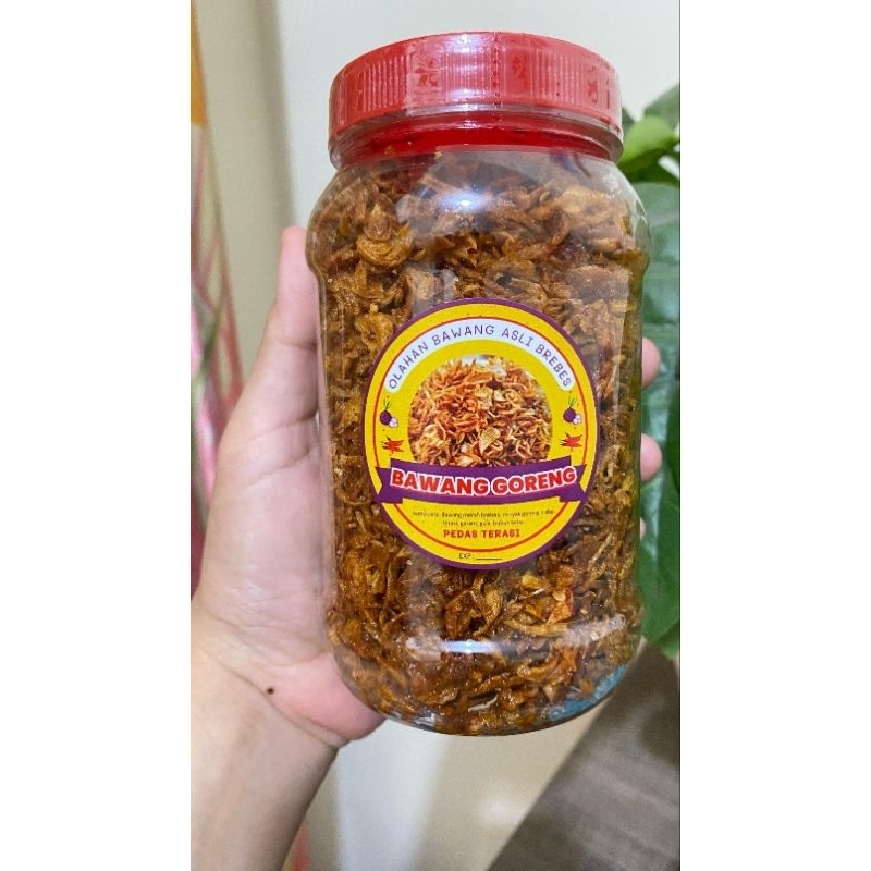 

Bawang goreng asli brebes rasa terasi pedas , daun jeruk dan original