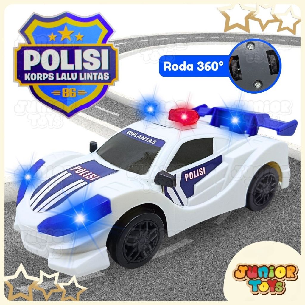 Mainan Mobil Sedan Polisi Suara Sirine Dan Lampu Bump And Go Mainan Anak