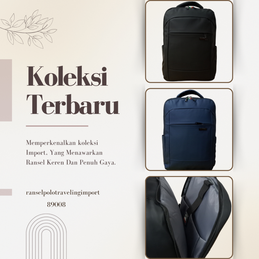 Tas Laptop Polo Milano Import 89008-18inchi Ransel Pria Wanita Keren Bahan Waterproof