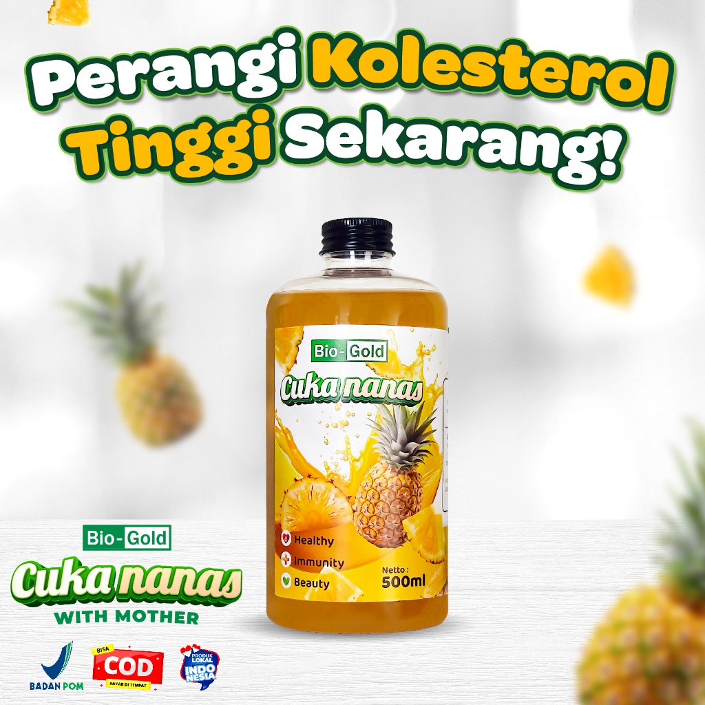 

BIO GOLD Cuka Nanas Organik 100% Asli Buah Jaga Kolestrol Tubuh Tetap Stabil BPOM Original