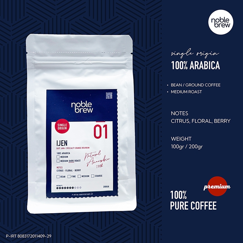 

IJEN 01 Medium roast / Kopi Ijen Specialty Orange Bourbon / Single Origin / 100% Arabica Coffee / Noble Brew - Biji Kopi / Kopi Bubuk