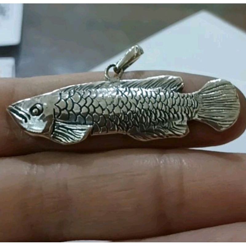 liontin perak 925 sterling silver motif ikan arwana
