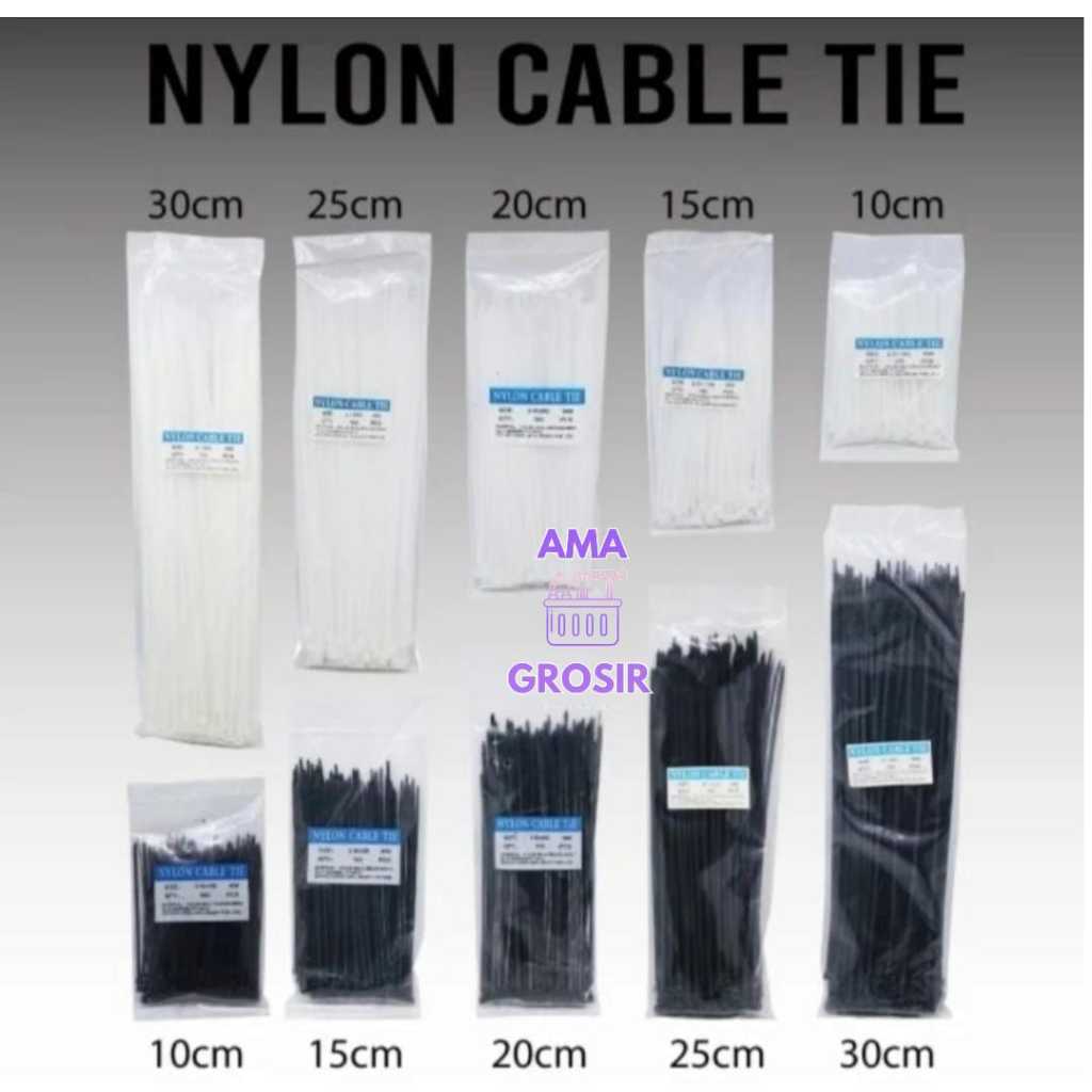 

KABEL TIES TIPIS PPY HITAM PUTIH 100mm, 150mm, 200mm, 250mm, 300mm // CABLE TIE // KABEL TIES TIPIS
