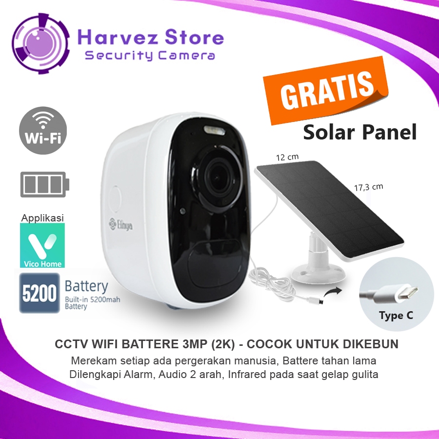 CCTV WIFI CAMERA BATTERY OUTDOOR 3 MP ( 2K ) EINYA