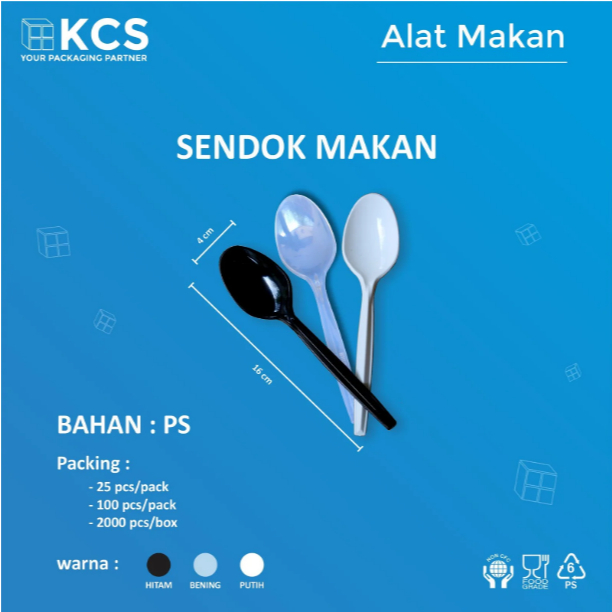 Sendok Tebal KCS - Sendok Plastik Tebal -Sendok Makan Plastik - Garpu Makan Plastik - Sendok Hitam T