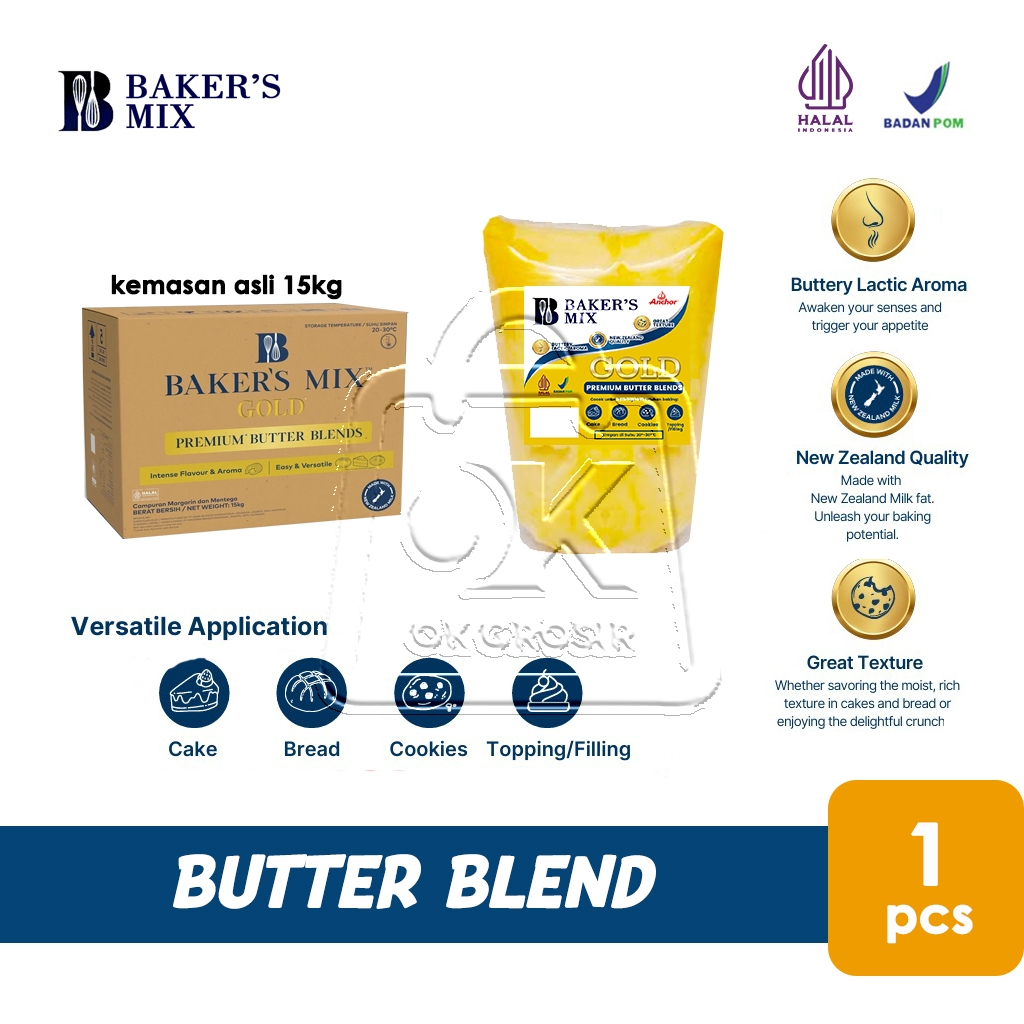 

Baker's Mix GOLD PREMIUM Butter Blend UNSALTED Blend Butter Margarin (1 pcs)