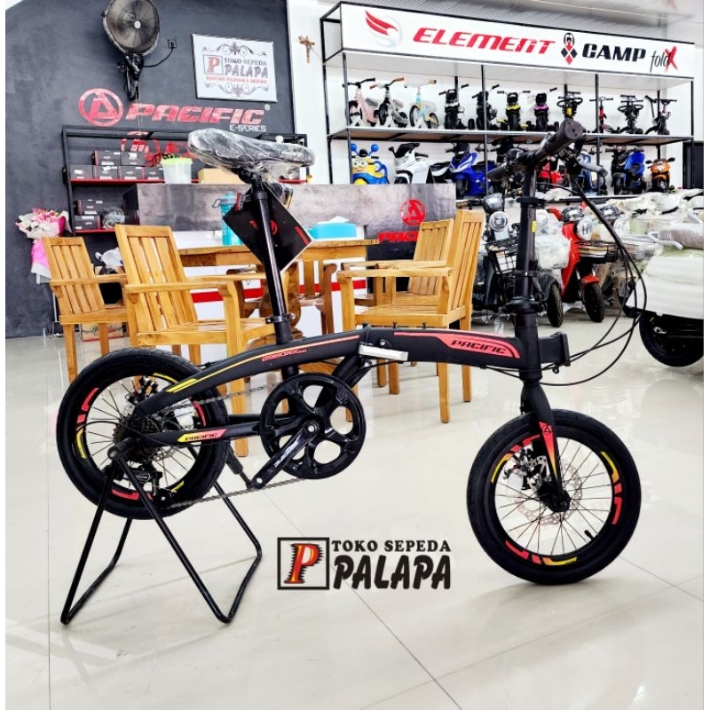 SEPEDA LIPAT 16 PACIFIC 2980 RX 6.0 VT Disc Velg Tinggi Cakram