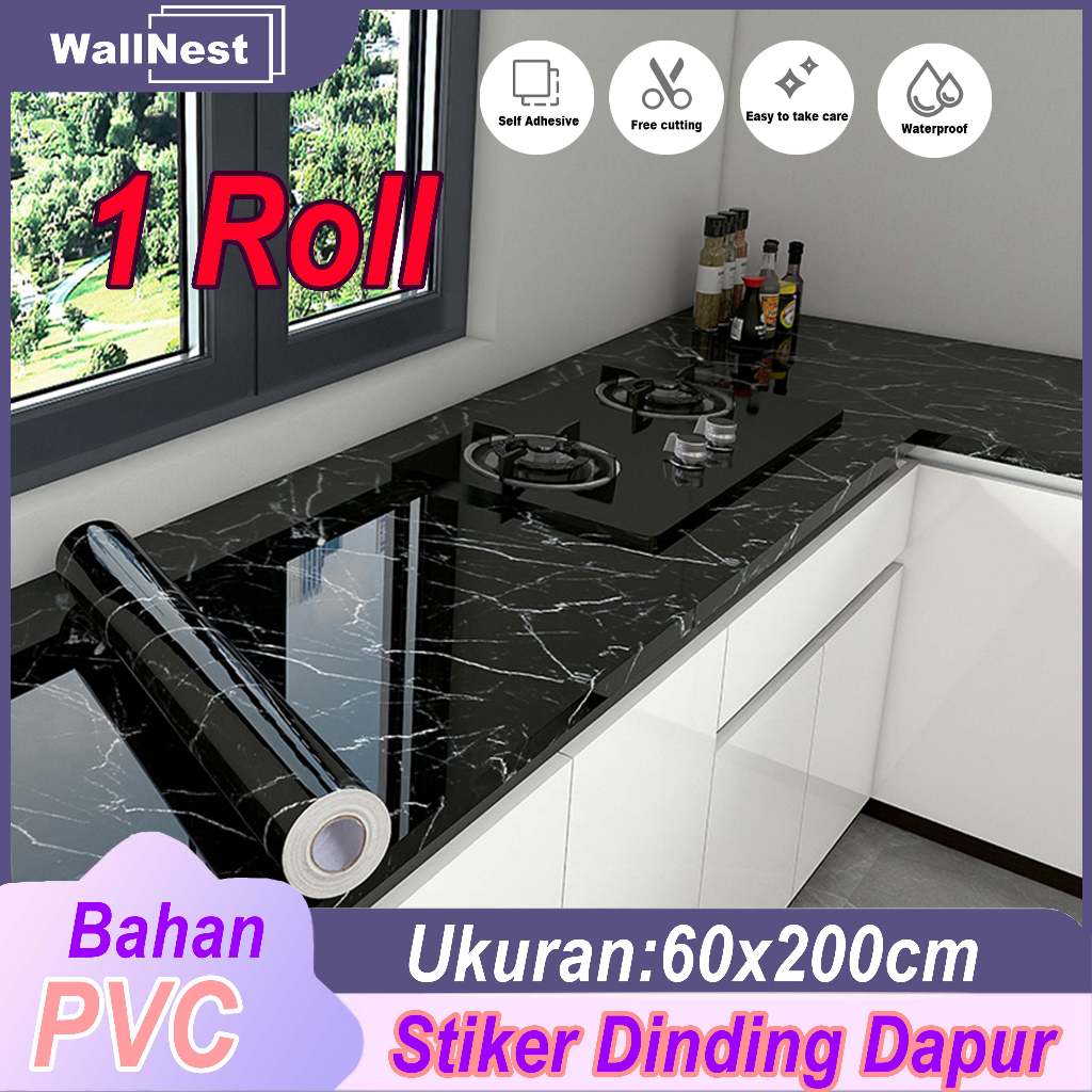 [WallNest]Wallpaper Sticker Dinding Dapur 60x200cm(1Roll) Glossy Stiker Asap Minyak Stiker Dapur