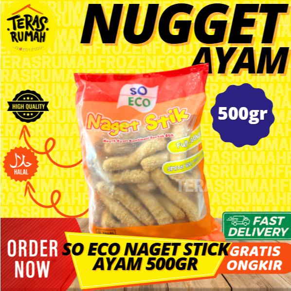 

SO ECO NUGGET AYAM NAGET BENTUK STICK STIK PANJANG 500GR