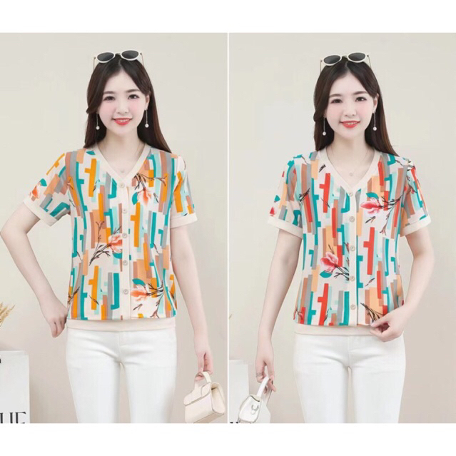 Blouse korea motif bunga kotak