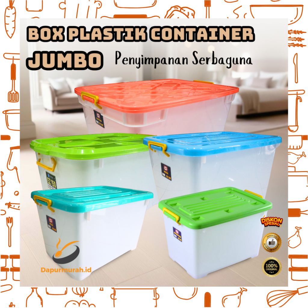 Box Container Plastik Jumbo 95L ~ 200L Penyimpanan Besar Tebal Anti Pecah - Ezy Shinpo - DM - INSTAN
