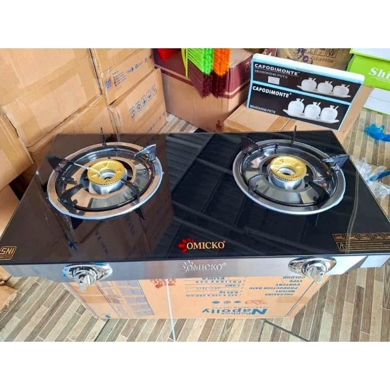 Kompor Gas Kaca Omicko 2 Tungku / Kompor Tanam 2 Tungku