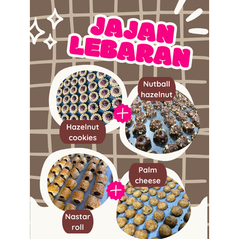 

Kue Kering Premium: Palm Cheese, Nastar Roll, Nutball Hazelnut & Hazelnut Cookies - 250-400 gr