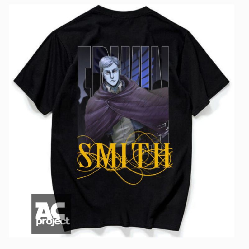 AC Project Kaos Anime Best Seller Erwin Smith Attack on Titan Cotton Combed T-shirt Anime Jepang Kek