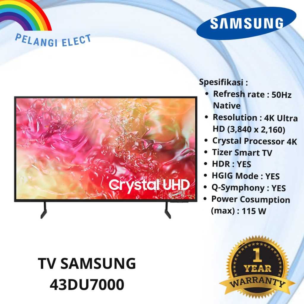 SAMSUNG 43DU7000 SMART TV 43 INCH CRYSTAL UHD 4K