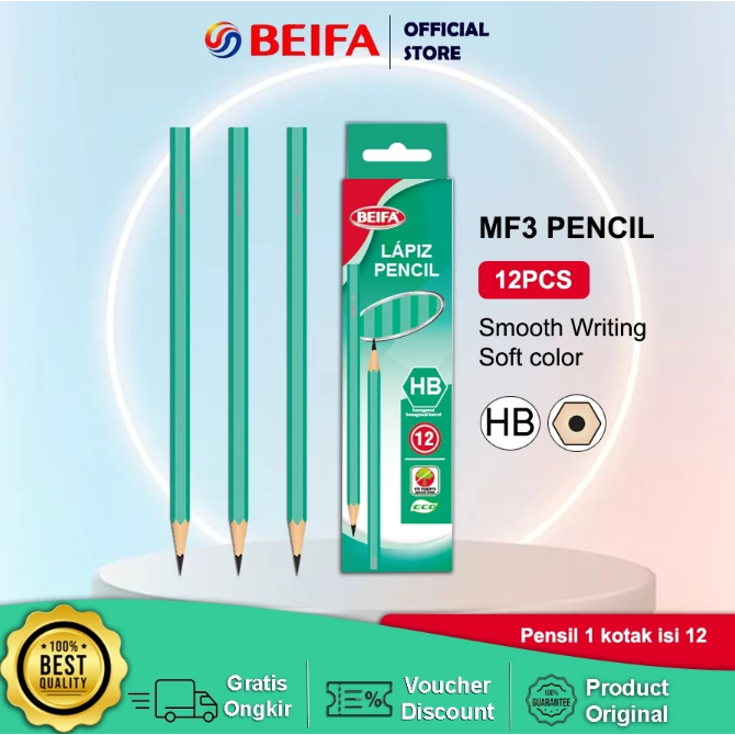 

Beifa Pencil Pensil HB 1 BOX 12 PCS MF3 Green