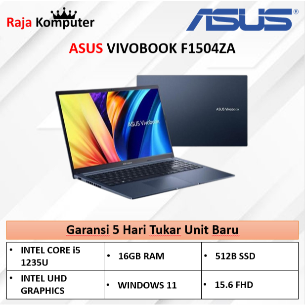 LAPTOP ASUS VIVOBOOK F1504ZA I5 1235 16GB 512GB W11 15.6FHD