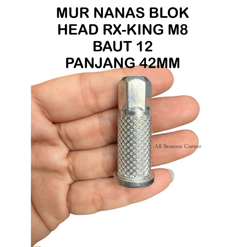 MUR NANAS BLOK HEAD RX-KING M8 BAUT 12 / MUR HEAD NANAS PANJANG 42MM