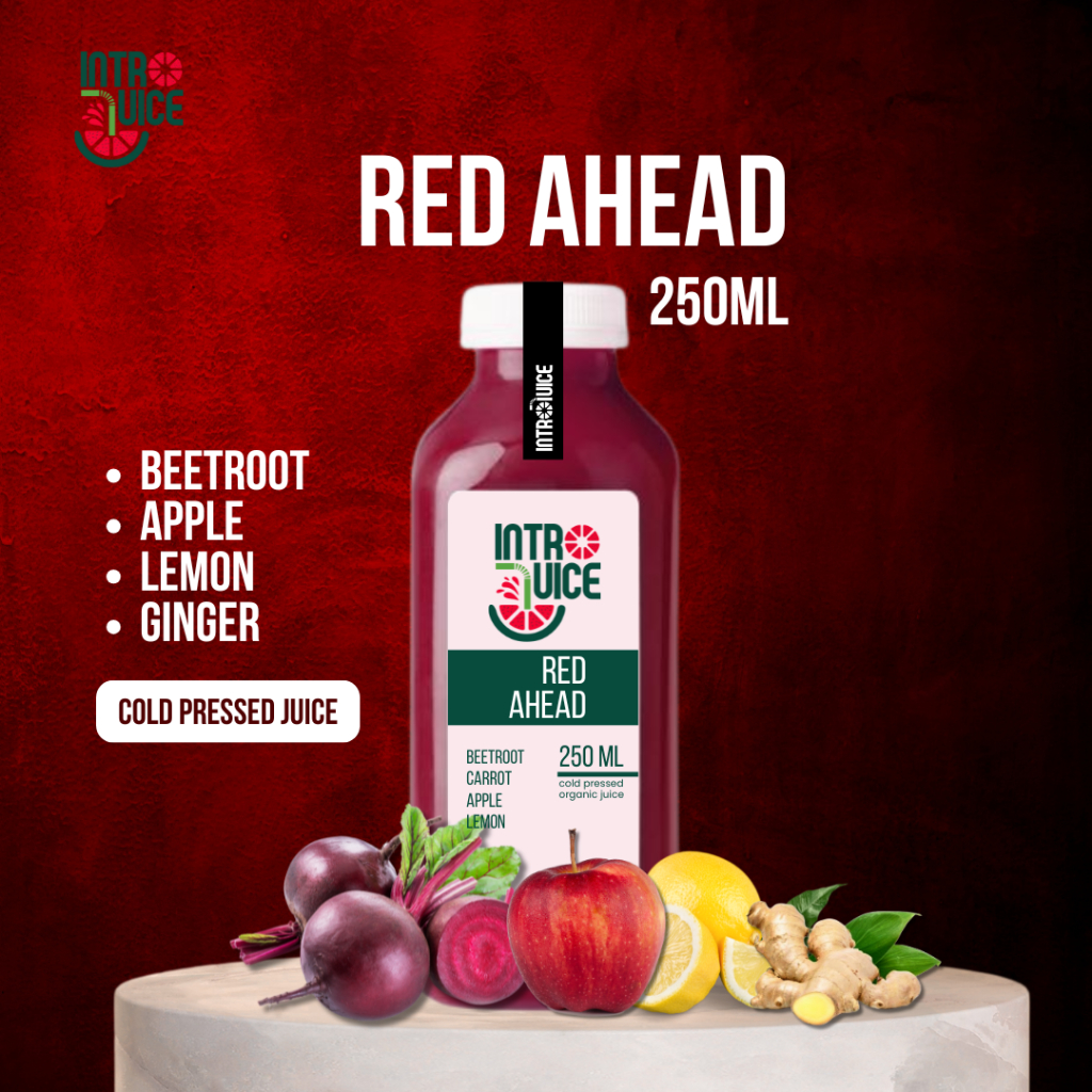 

IntroJuice - Red Ahead 250Ml Beetroot Apel Jahe Lemon Cold Pressed Juice